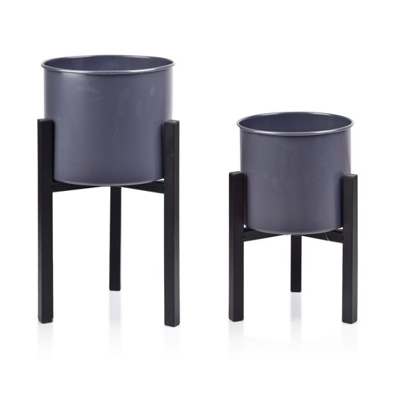 Istutusruukku metalli MONDEX SWEN Ø24x45/Ø21x34cm harmaa/musta 2kpl
