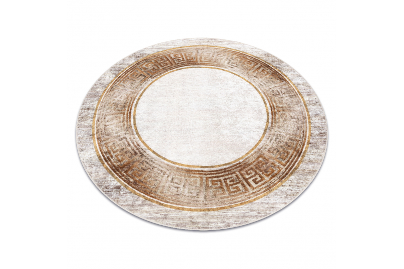 MIRO 51236.807 pyöreä matto Marmori, kreikkalainen liukumaton - beige / kulta pyöreä 200 cm