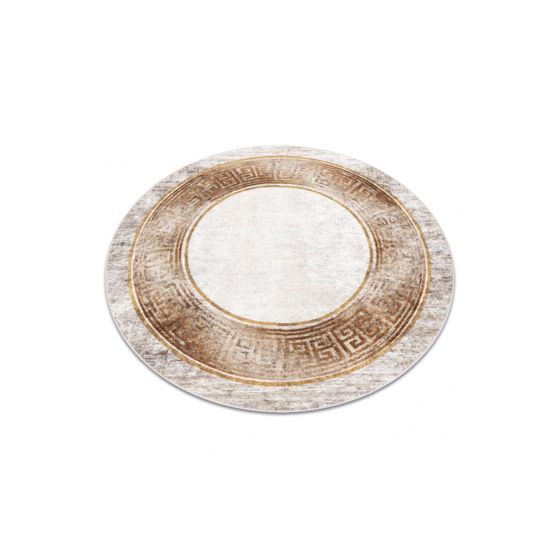 MIRO 51236.807 pyöreä matto Marmori, kreikkalainen liukumaton - beige / kulta pyöreä 200 cm