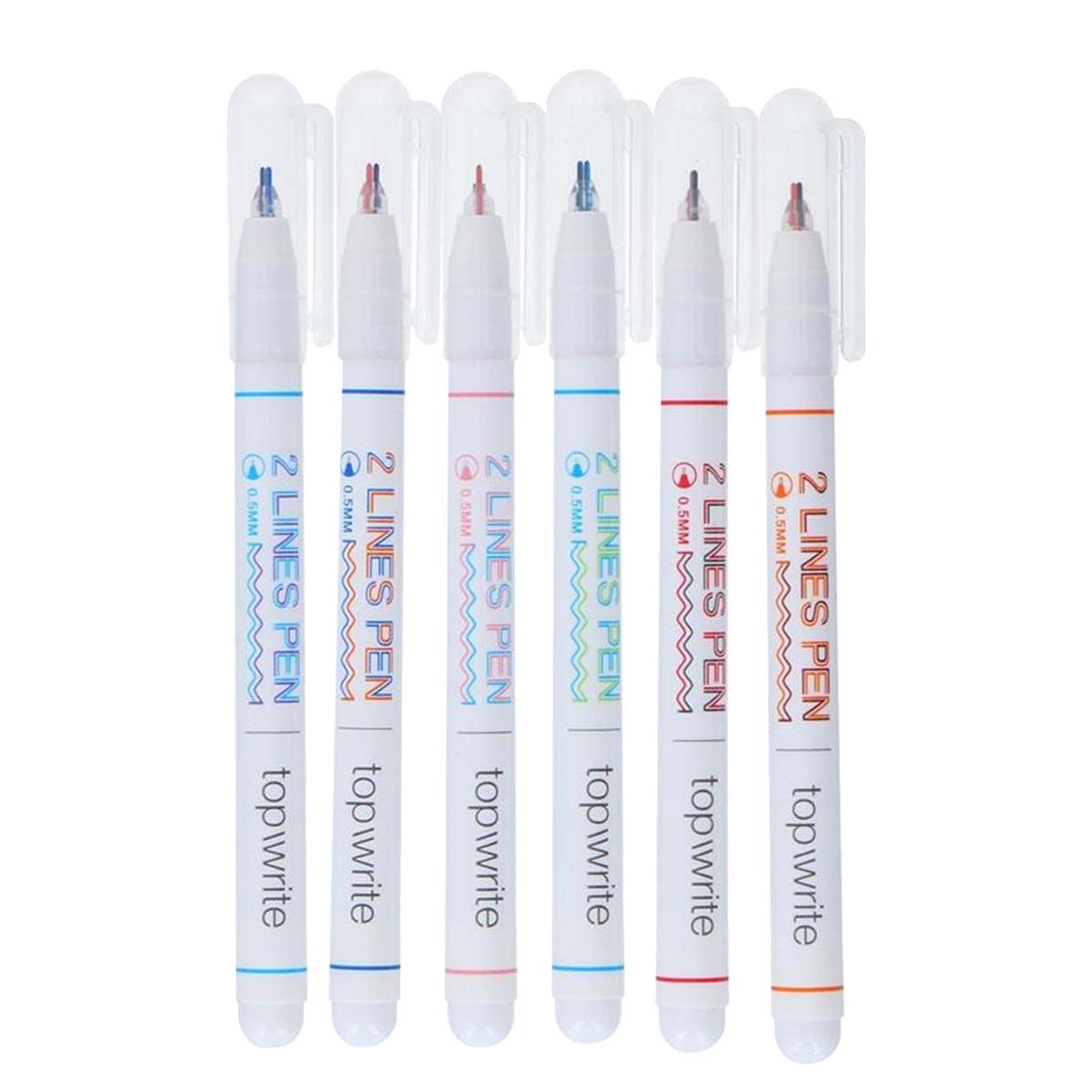 6 Kaksoislinjan Kuulakärkikynän Setti 0.5mm