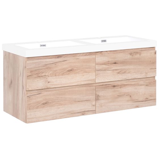 Seinäallaskaappi kaksoispesualtaalla RANCO 120 cm Vaaleanruskea