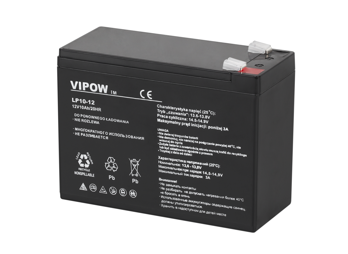 Vipow 12V 10Ah geeliakku UPS PIEC