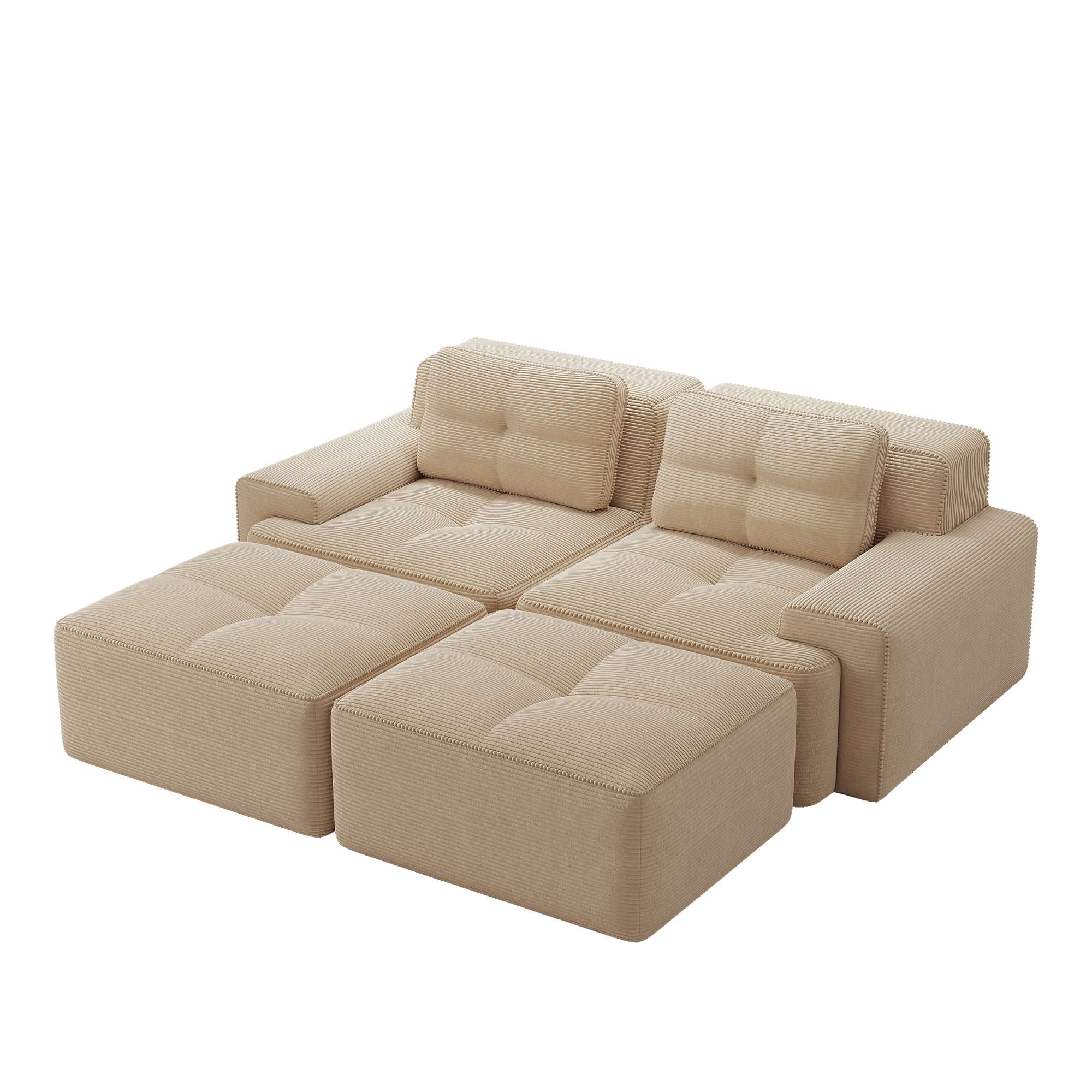 moduulisohva 2-paikkainen beige kankas moderni säädettävä