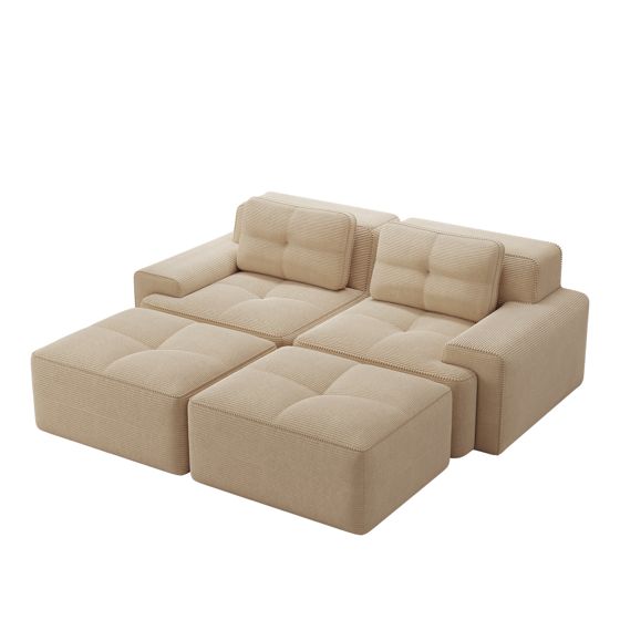 moduulisohva 2-paikkainen beige kankas moderni säädettävä