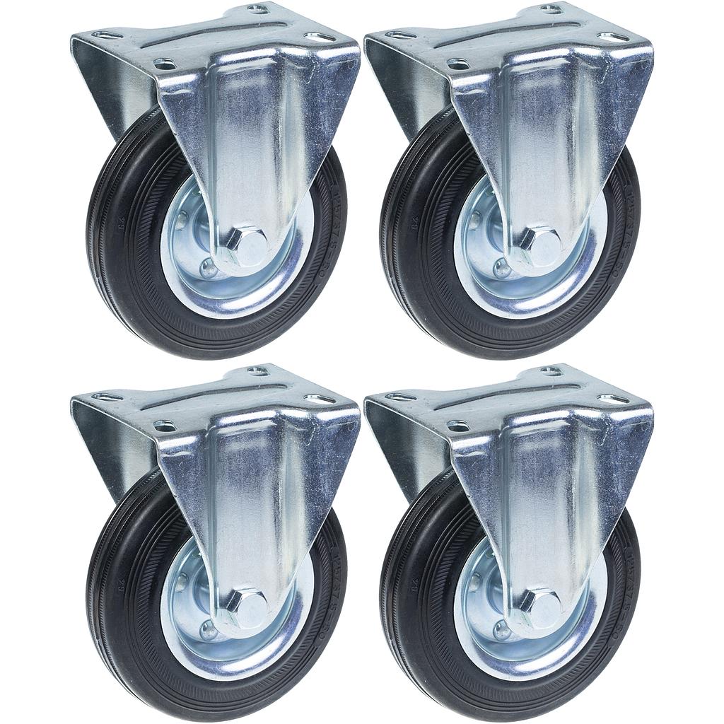125 mm:n (5 tuuman) pyörän kumirengas, kiinteä, kantavuus 480 kg, 4 kpl:n sarja