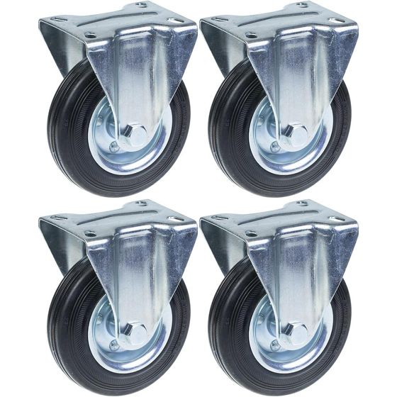 125 mm:n (5 tuuman) pyörän kumirengas, kiinteä, kantavuus 480 kg, 4 kpl:n sarja