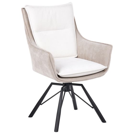 Ruokatuoli pyörivä ANNEBERG Chenille Luonnonvalkoinen/beige