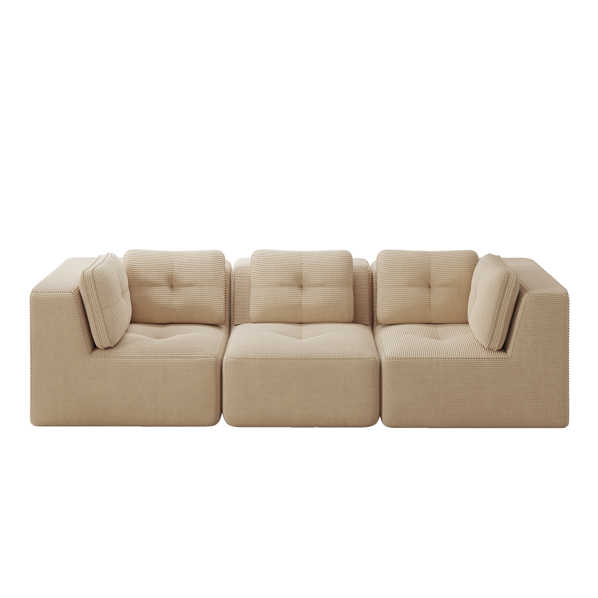 moduulisohva 3-paikkainen beige kankas skandinaavinen säilytystilalla varustettu