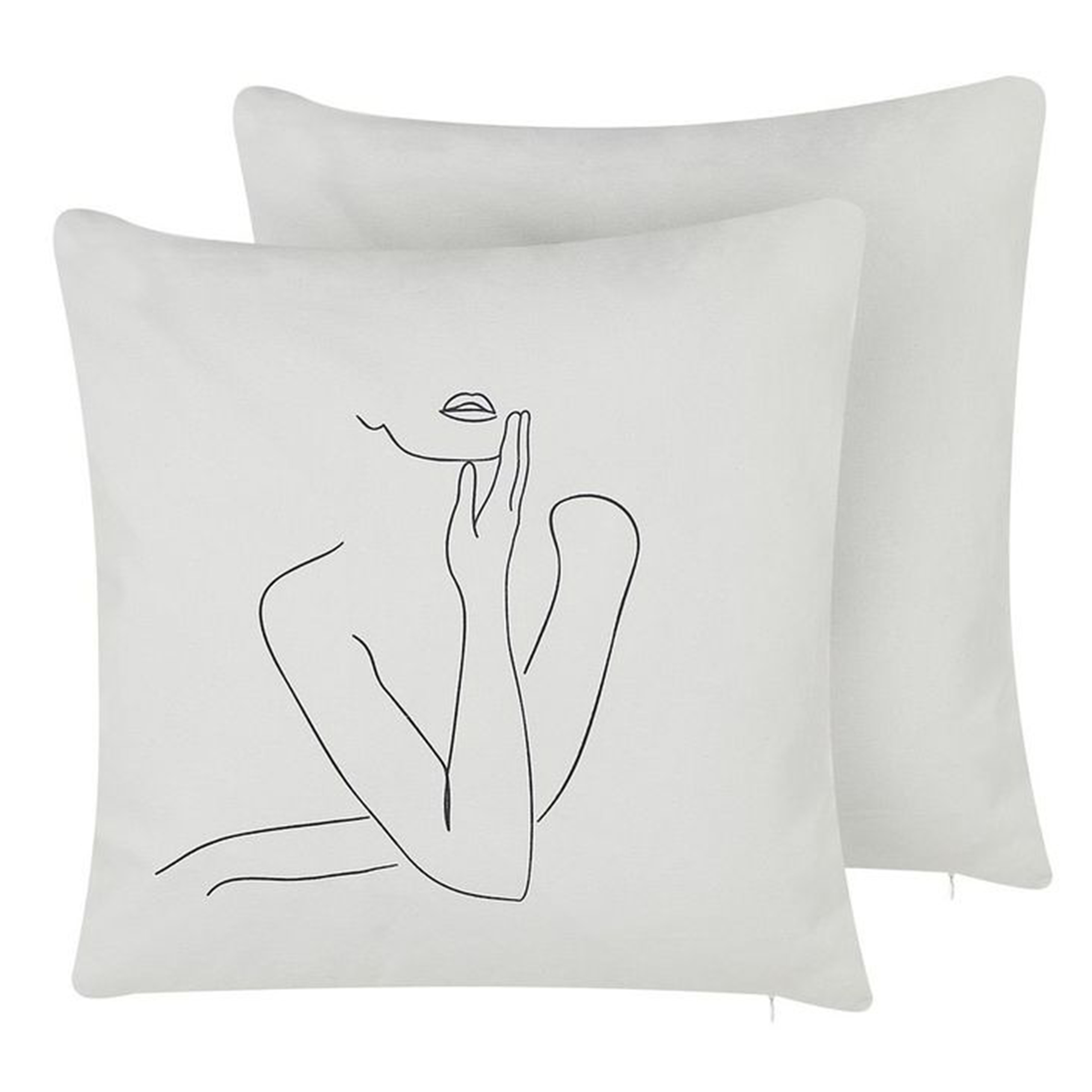 Koristetyynysetti 2 kpl MEADOWFOAM 45 x 45 cm Puuvilla Valkoinen Abstrakti kuvio