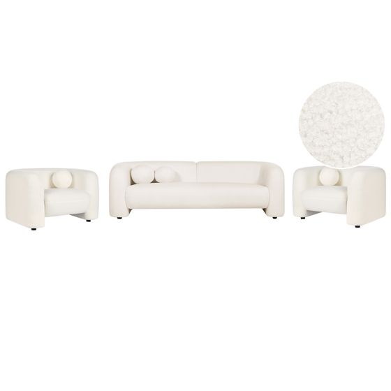 Sohvaryhmä 5-istuttava LEIREN buklee Valkoinen