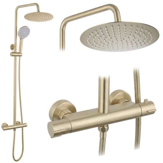 REA Suihkusetti LUNGO + Thermostat Harjattu kulta, 344X25, 7X102, 5CM
