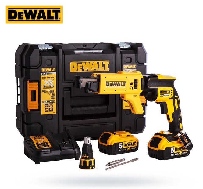 DeWalt DCF620P2K XR 18V -Kipsilevyruuvinväännin nauhalippaalla 2x 5,0 Ah