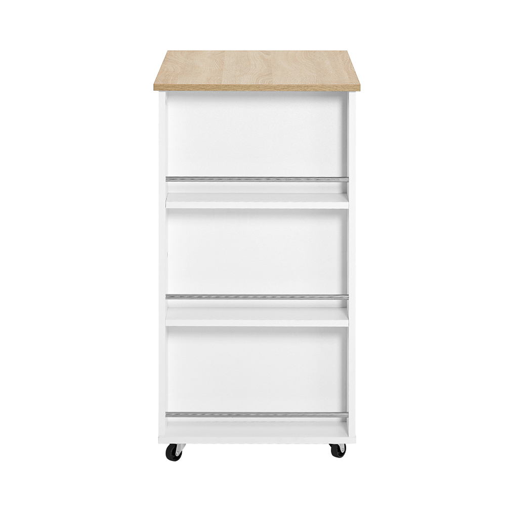 SoBuy Keittiövaunu FKW113-WN ekologinen valkoinen lastulevykaappi pyörillä