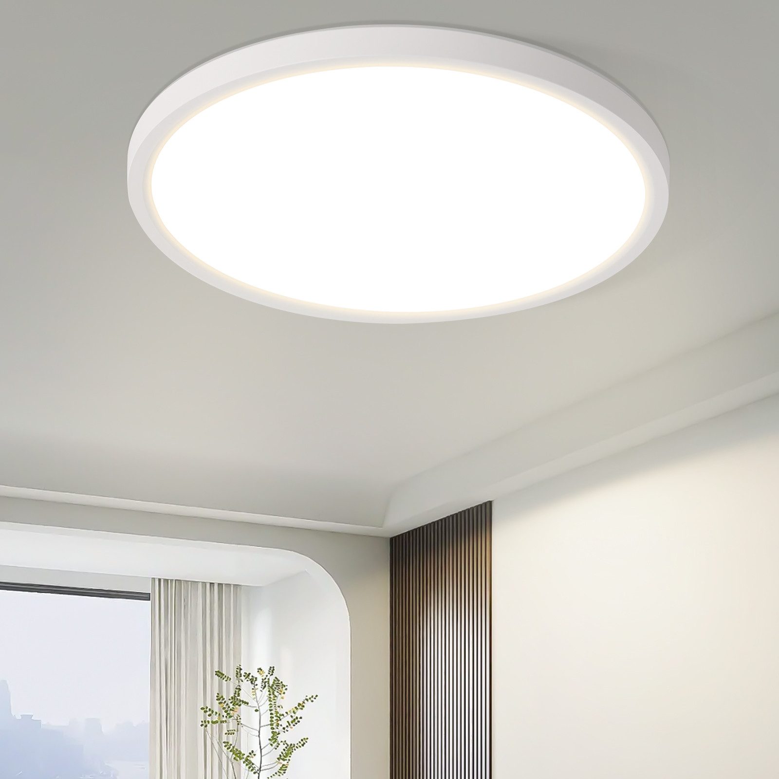 NETTLIFE litteä, LED - kattovalaisin, makuuhuoneeseen, musta, 18cm, 15W, ei - himmennettävä, lämmin Valkoinen, 3000K