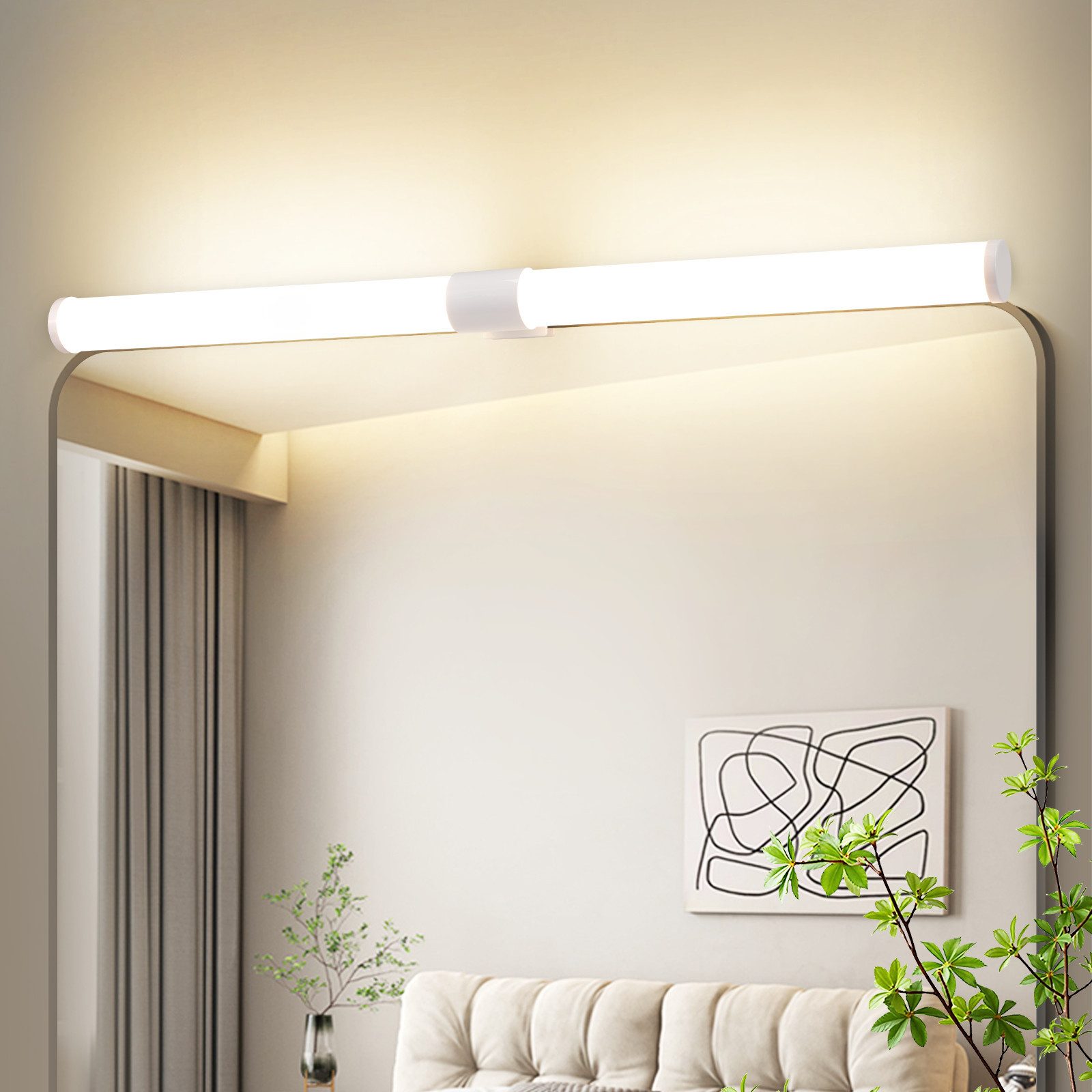 NETTLIFE 8 W LED-kylpyhuoneen peilivalaisin 60 cm valkoinen seinälle kiinnitettävä kylpyhuoneen lamppukiinnike vedenpitävä IP44 4000K