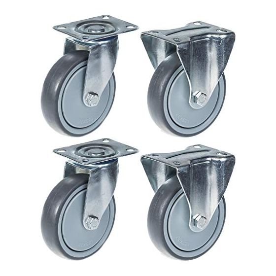 125mm 5" pyöräteline harmaalla kumirenkaalla kääntyvä ja kiinteä vahva 520kg kantavuus, 4 kpl:n sarja.