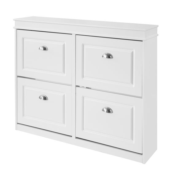 SoBuy kenkäkaappi FSR79-W 4-ovinen puukuitulevy, valkoinen