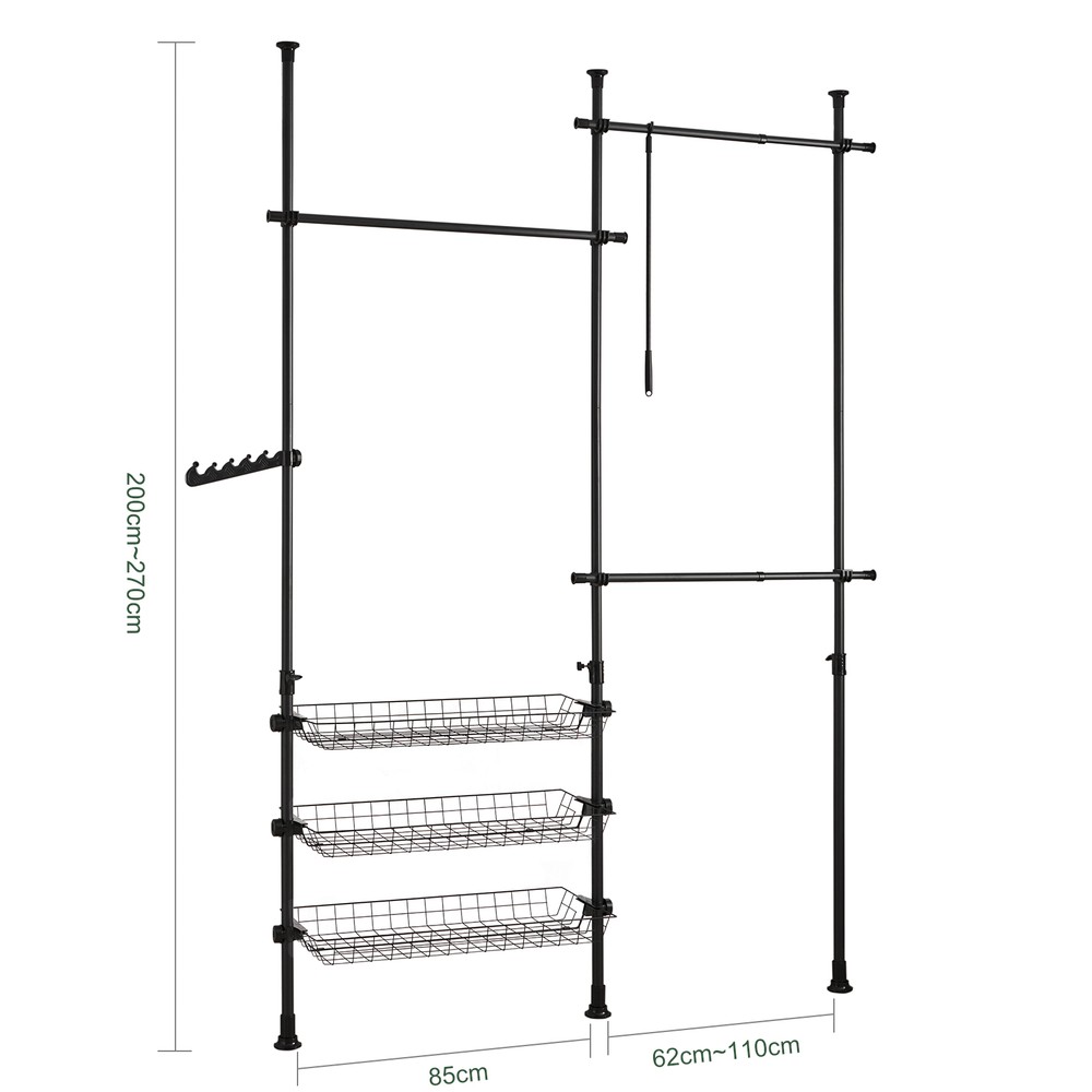 SoBuy Metallinen vaatekaappiteline FRG34-SCH ekologinen ja kestävä
