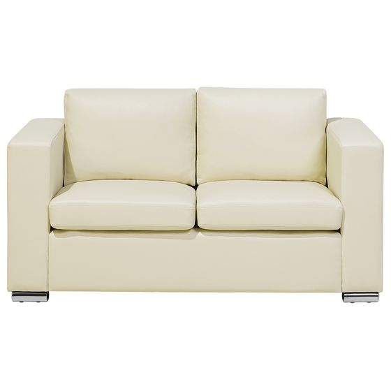 Sohva 2-istuttava HELSINKI nahka Vaaleanbeige