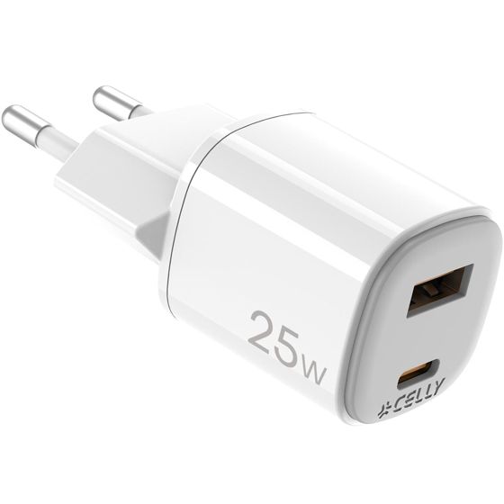 USB-laturi GaN 1 x USB-A + 1 x USB-C PD 25W