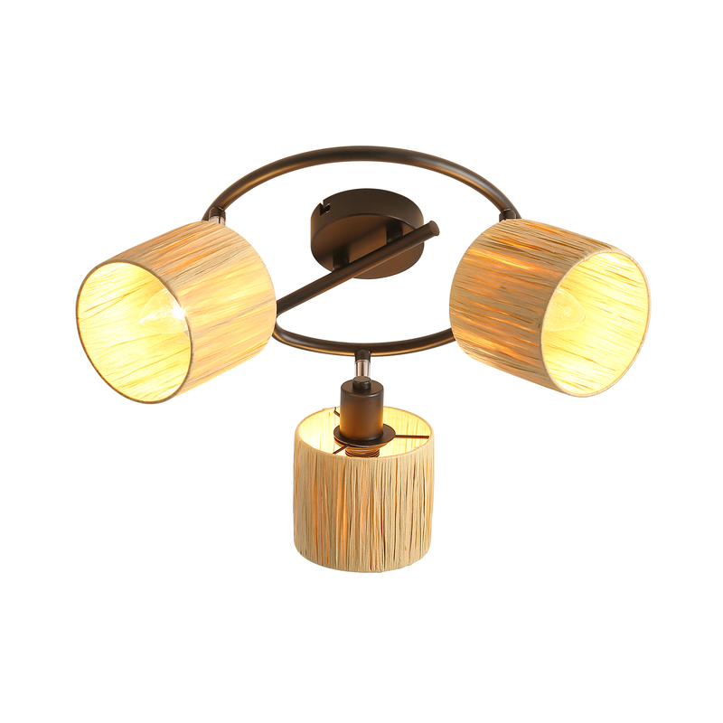 NETTLIFE kattokohdevalaisin 3 liekkiä E14 luonnonmusta kattovalaisin paperi olohuoneeseen