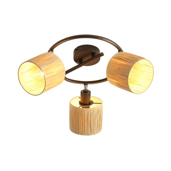 NETTLIFE kattokohdevalaisin 3 liekkiä E14 luonnonmusta kattovalaisin paperi olohuoneeseen