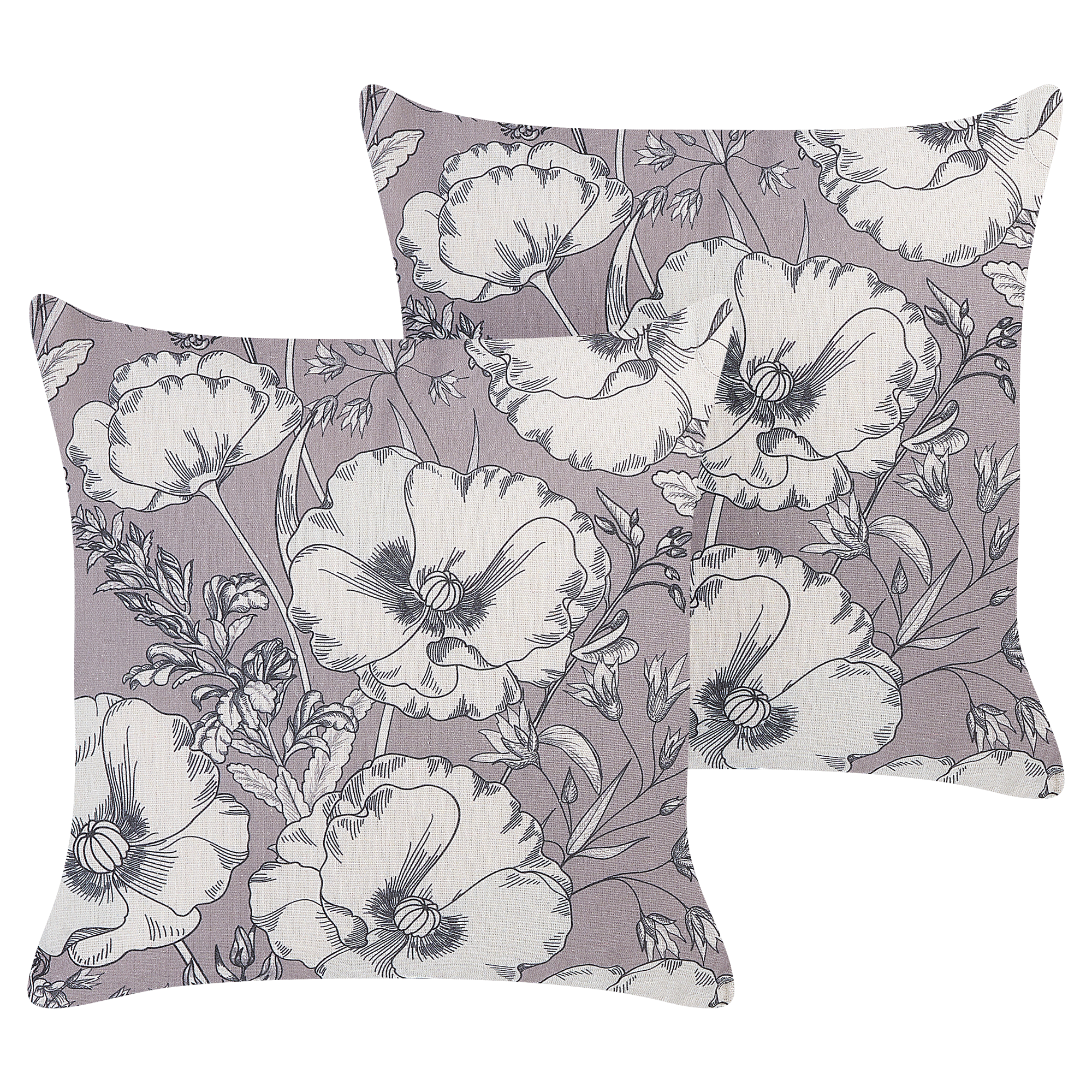Koristetyynysetti 2 kpl SOPHORA 45 x 45 cm Harmaa Kukkakuvio