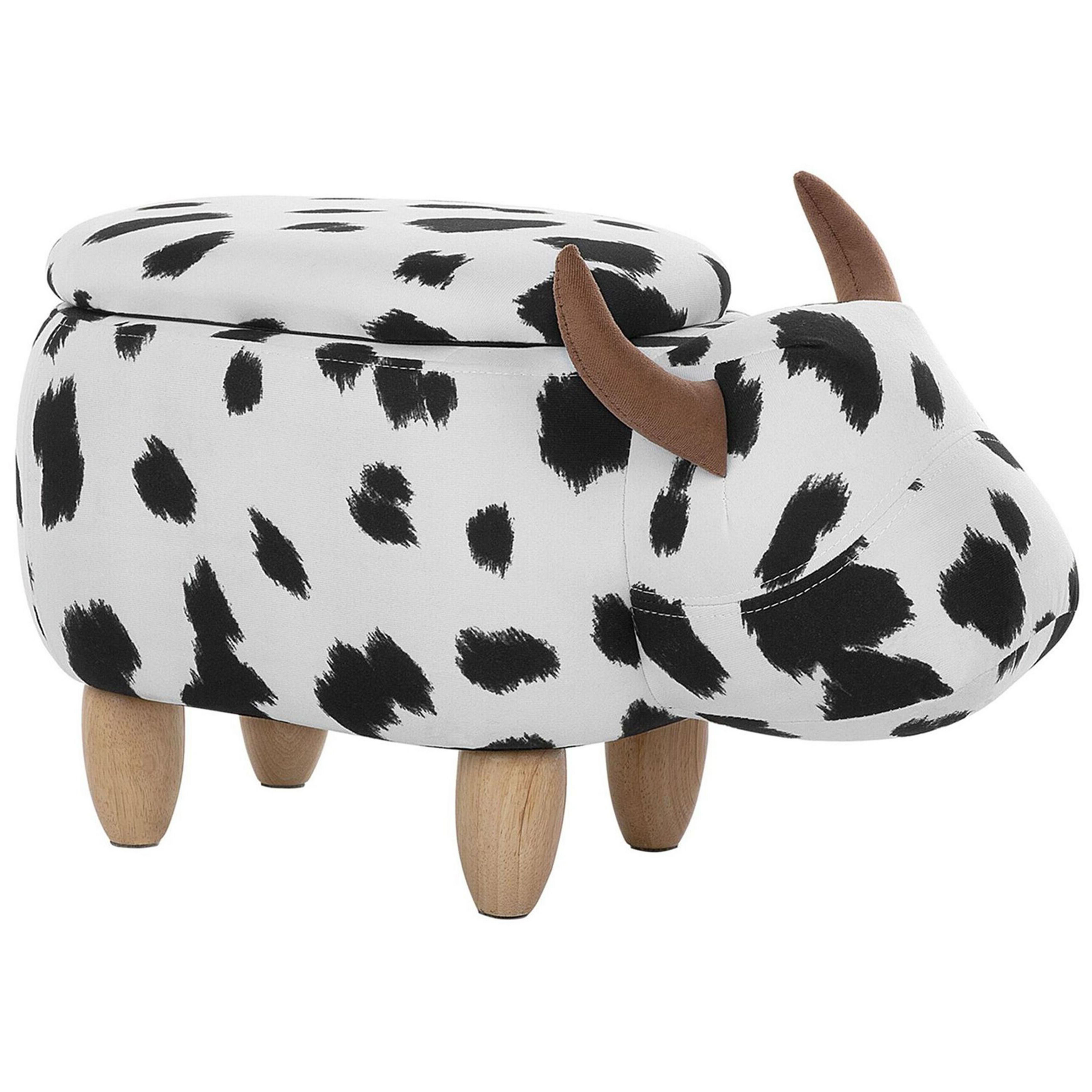 Eläinjakkara säilytystilalla COW Lehmä Kangas Valkoinen