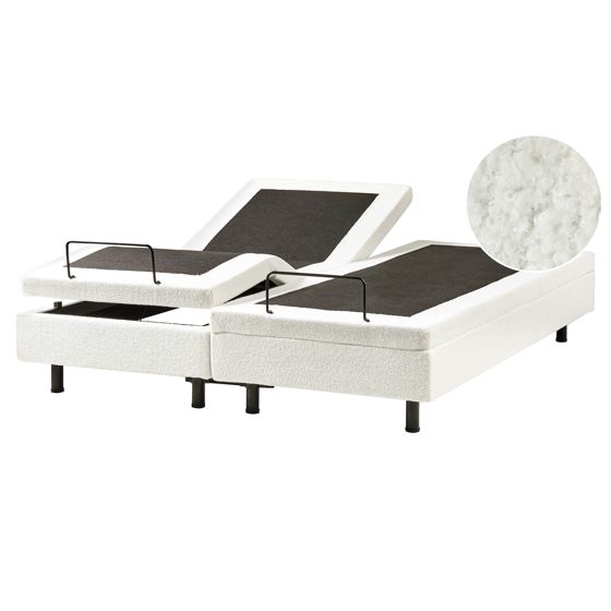 Säädettävä sänky ilman sängynpäätyä buklee DUKE 160 x 200 cm Luonnonvalkoinen