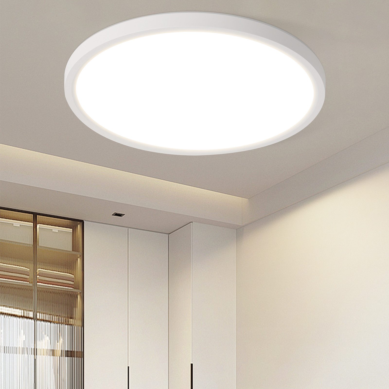 NETTLIFE LED - kattovalaisin kylpyhuoneeseen, litteä, 30 cm, 24 W, pyöreä, valkoinen, keittiön kattovalaisin, ei - himmennettävä