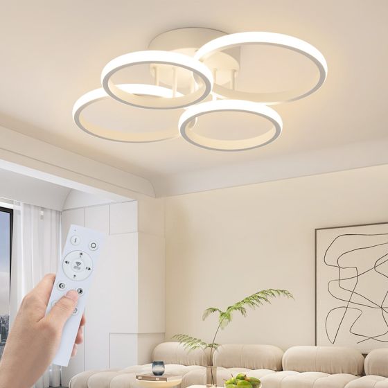NETTLIFE LED - kattovalaisin, 4- renkainen LED - kattovalaisin, himmennettävä, valkoinen, 48 W, olohuoneen valaisin