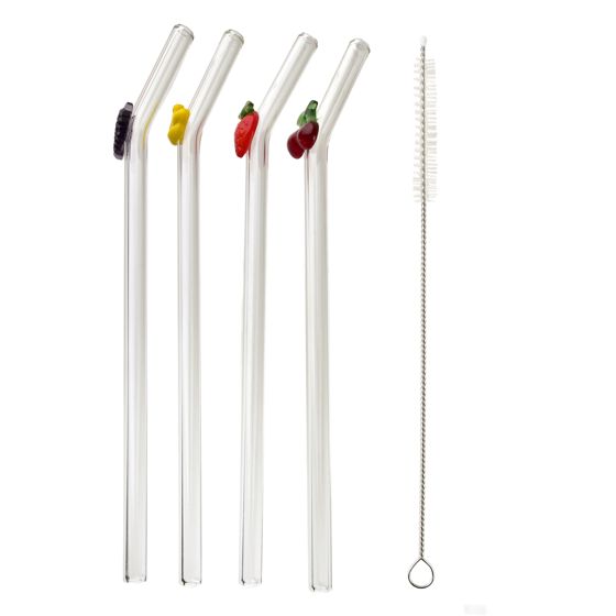 Juomapilli lasi Peter Owoce 21cm värillinen 4kpl