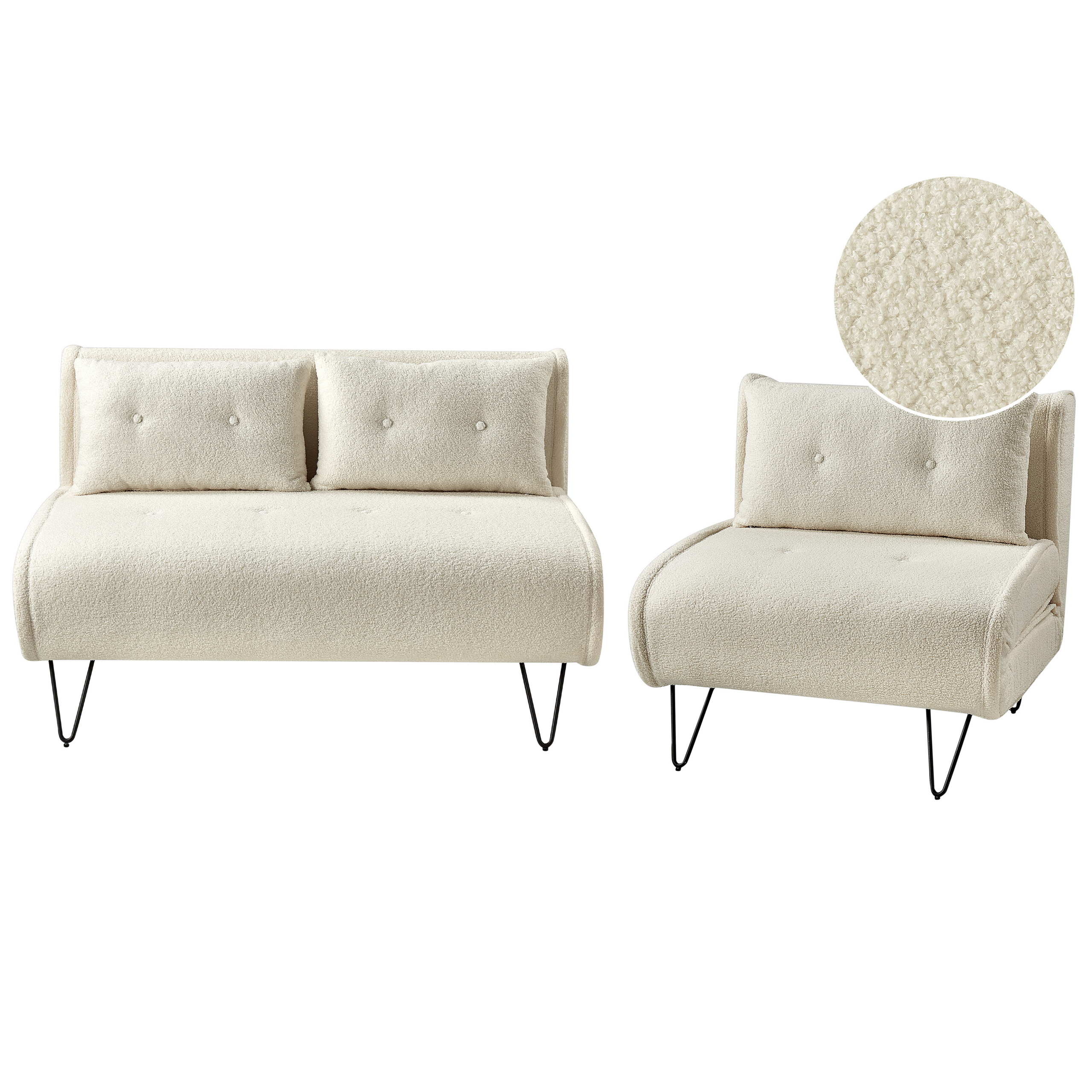 Sohvaryhmä 3-istuttava VESTFOLD buklee Luonnonvalkoinen