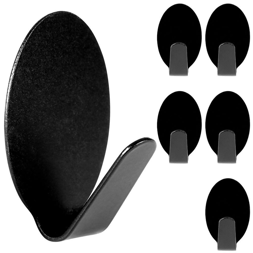 Itseliimautuva ripustuskoukku, terästä, musta, 3x2 cm, 6 kpl.