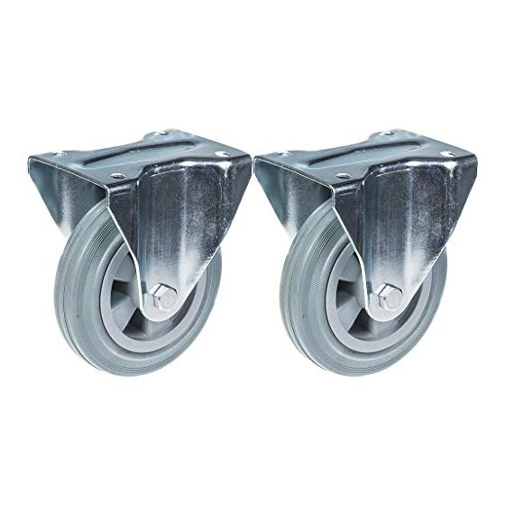 160mm 6" pyörän harmaa kumirengas kiinteä vahva 270kg kantavuus, 2 kpl:n sarja.