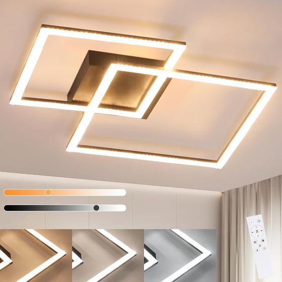 NETTLIFE LED -musta kattovalaisin, säädettävä värilämpötila 3000K-6500K, neliönmuotoinen moderni keittiö- ja makuuhuonevalaisin