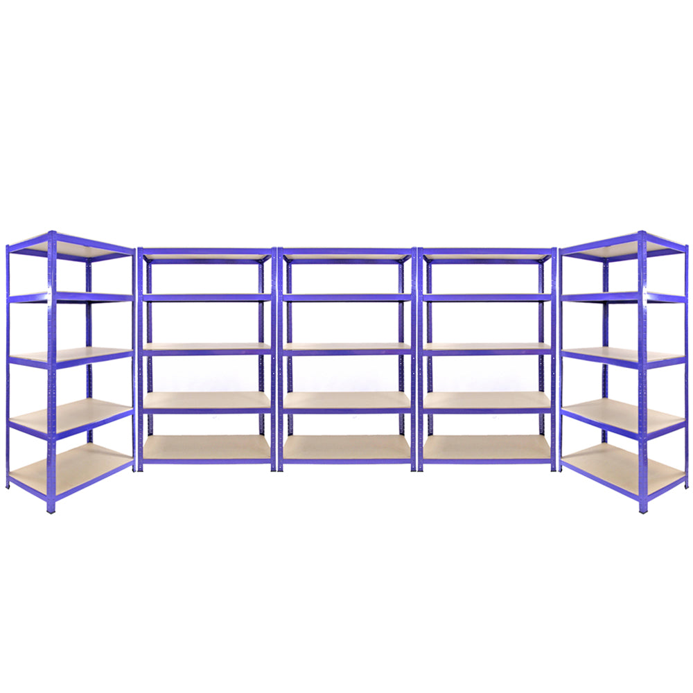 3 x Q-Rax sininen 120 x 50 x 180 cm ja 2 x sinistä hyllystöä 90 x 50 x 180 cm