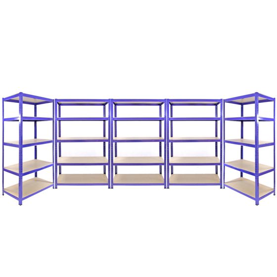 3 x Q-Rax sininen 120 x 50 x 180 cm ja 2 x sinistä hyllystöä 90 x 50 x 180 cm