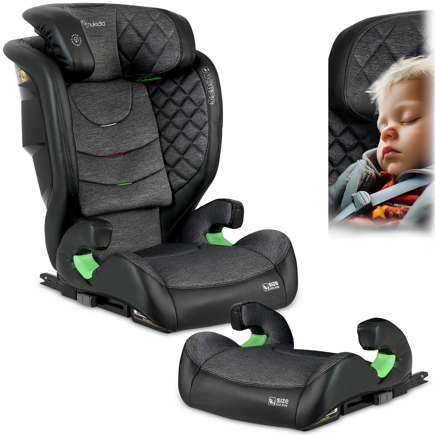 Nukido Louis Turvaistuin Musta/Harmaa 15-36 kg ISOFIX