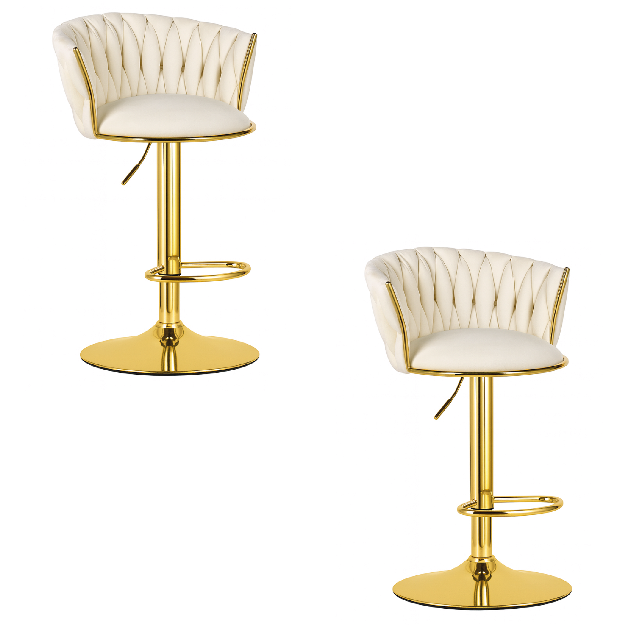 Baarituoli - Leobert - MIG - beige/kullanvärinen jalusta - 51x50x84-105 cm