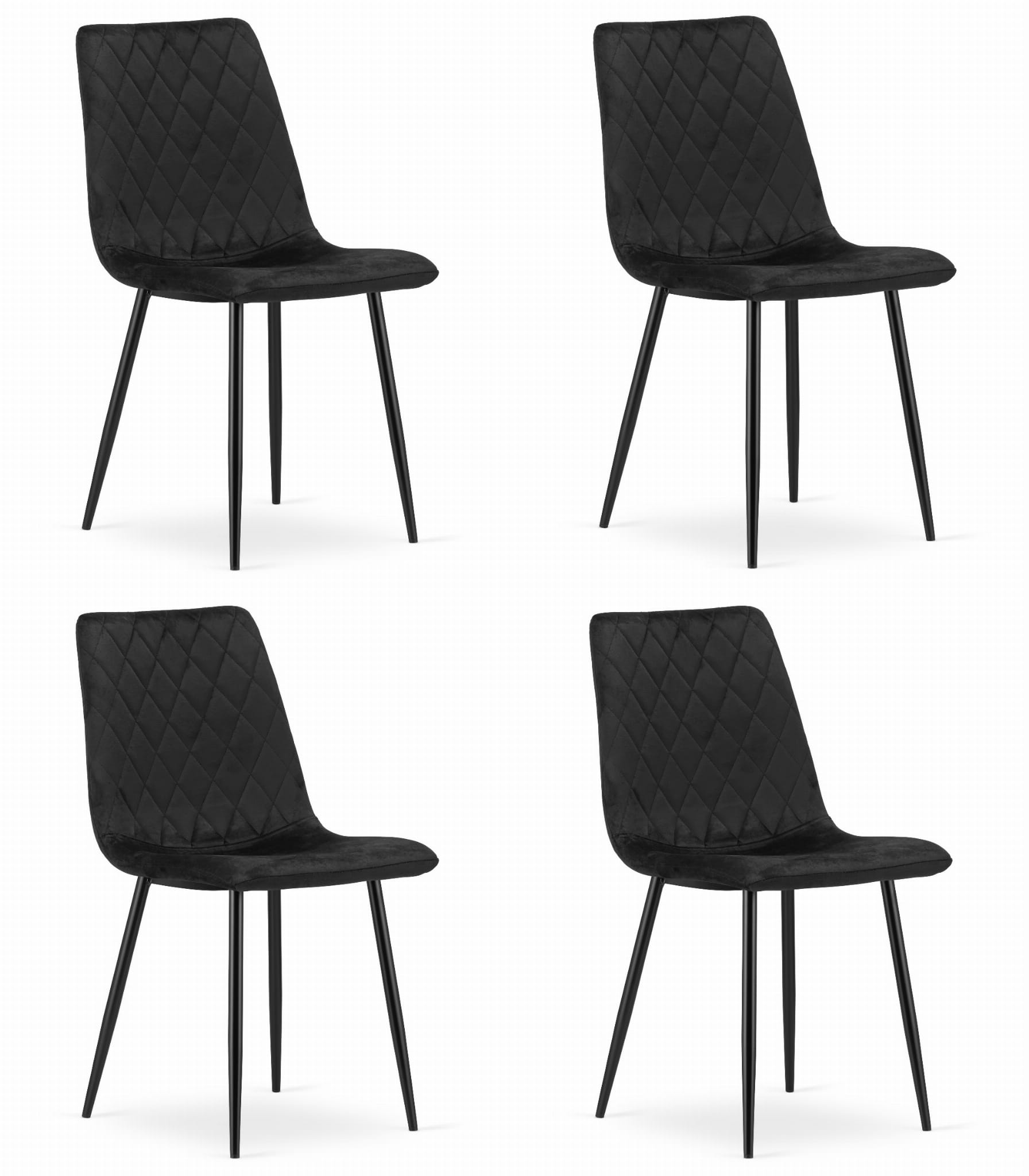TURIN-tuoli, musta sametti (4 kpl)
