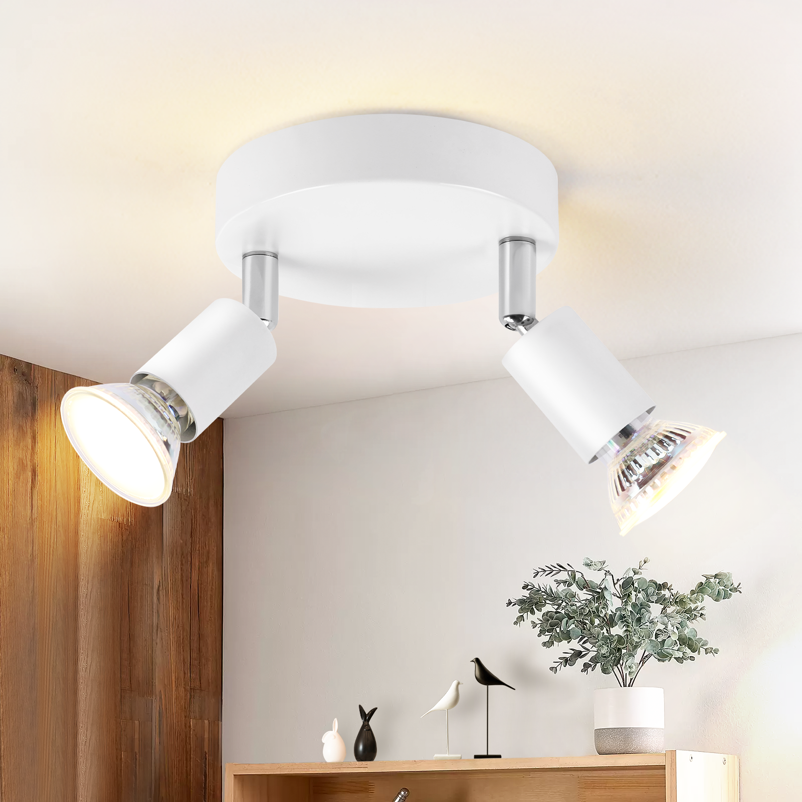 NETTLIFE LED - kattovalaisin GU10 - 2 modernia pyöreää kattokohdevaloa 350° kattokohdevalaisimet keittiöön