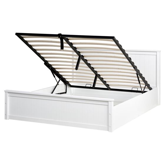 Sänky säilytystilalla mänty LAMBRES 160 x 200 cm Valkoinen