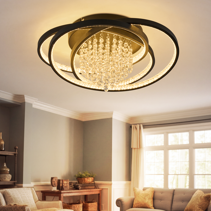 ZMH 3000K 40W LED-kattovalaisin, musta, lasinen kattovalaisin olohuoneeseen tai keittiöön