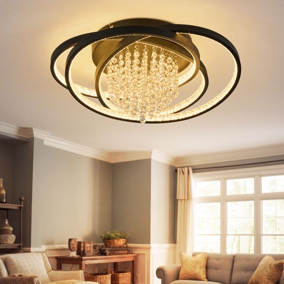 ZMH 3000K 40W LED-kattovalaisin, musta, lasinen kattovalaisin olohuoneeseen tai keittiöön