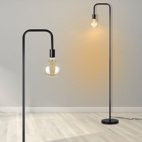 NETTLIFE lattiavalaisin olohuoneeseen vintage - lattiavalaisin musta jalkakytkimellä teollinen metalli E27 design - lattiavalaisin olohuoneen valaisin