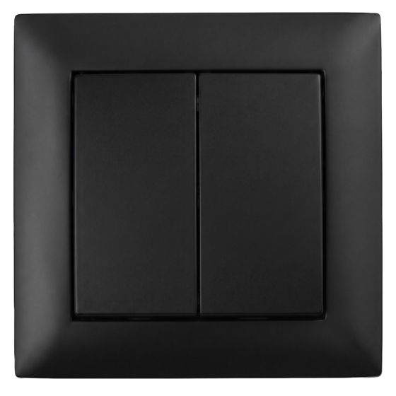 Toolight Kaksoiskytkin OSTE JNH007-W + kehys Musta 4x8, 4x8, 4cm