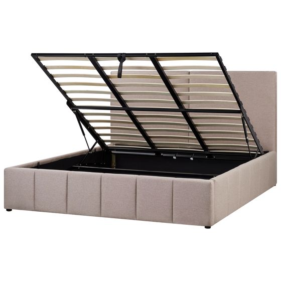 Sänky säilytystilalla kangas CASTELNAVET 180 x 200 cm Ruskeanharmaa