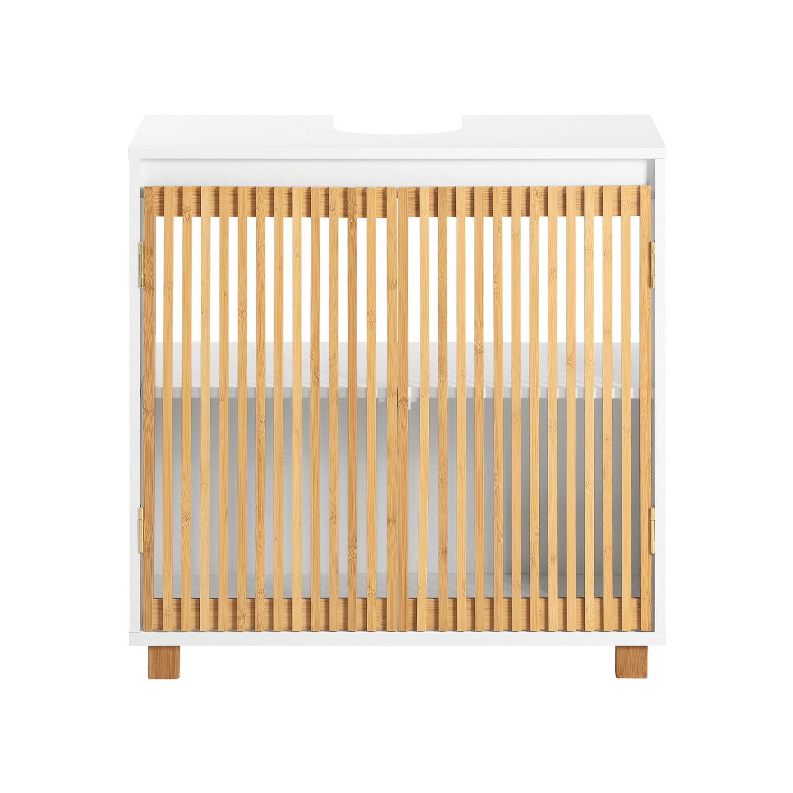 SoBuy bambu-allaskaappi 2-ovinen BZR125-W valko-luonnonvärinen