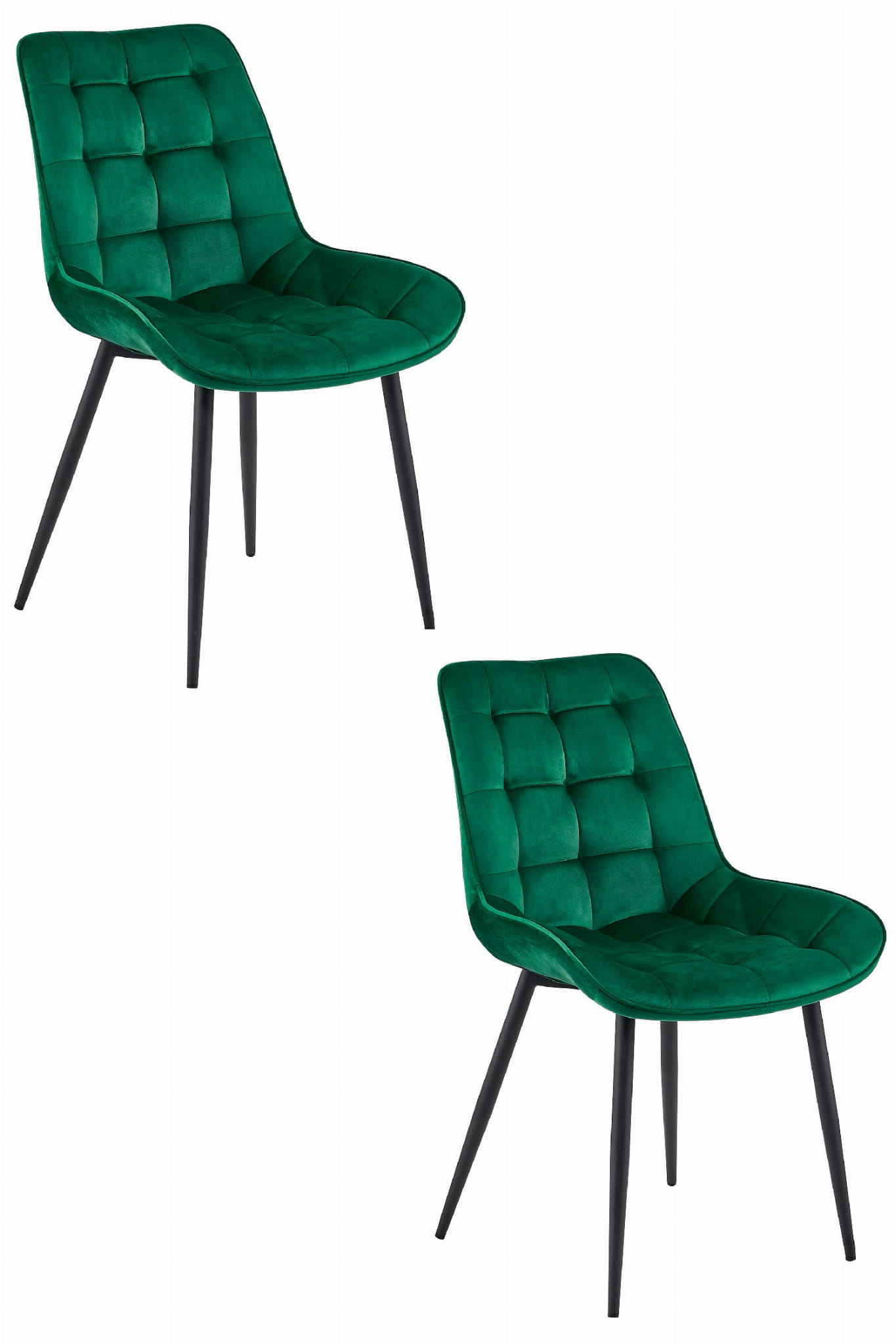 BERA-tuoli, tummanvihreä sametti, mustat jalat (2 kpl)